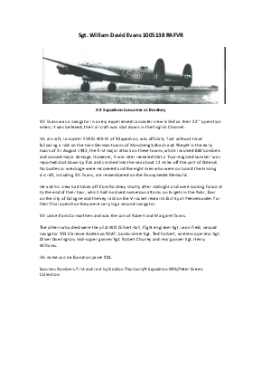 A preview of a PDF biography for Evans, William David